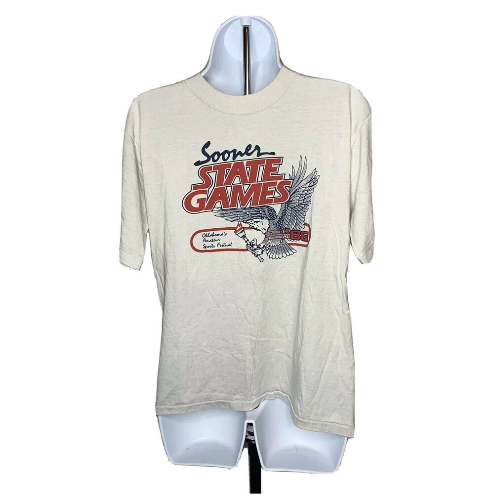 Vintage Sooner State Games Amateur Sports T-Shirt 1988 Single Stitch Large Tee